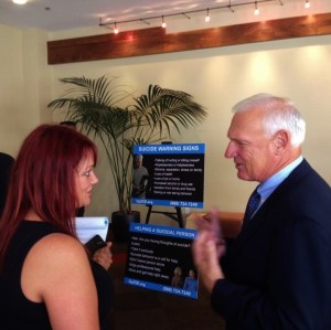 Diana Hereld speaks with County Supervisor Ron Roberts regarding Not On My Watch campaign